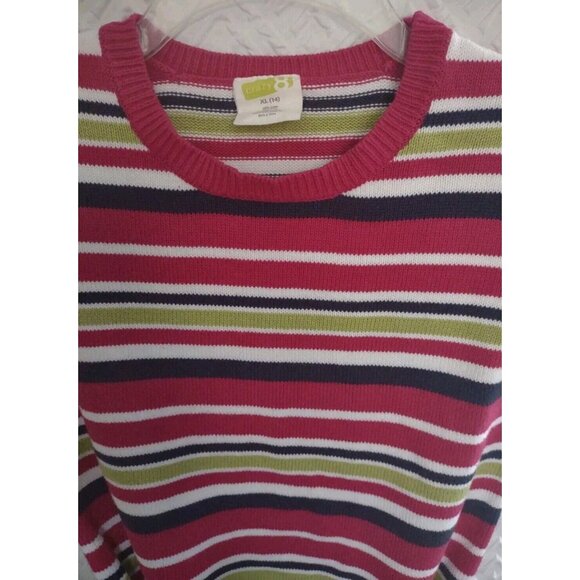 Crazy 8  ~ Girls Short Sleeve Tie Sweater ~ Pink Striped - XL (14) Darling! - Picture 4 of 7